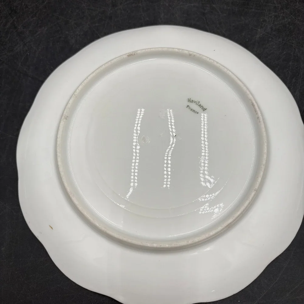 Haviland France Limoges Hand Painted Rose Floral Scalloped Porcelain Plate 7.5